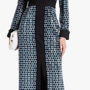 Diane Von Furstenberg Black and Blue Geometric Dress